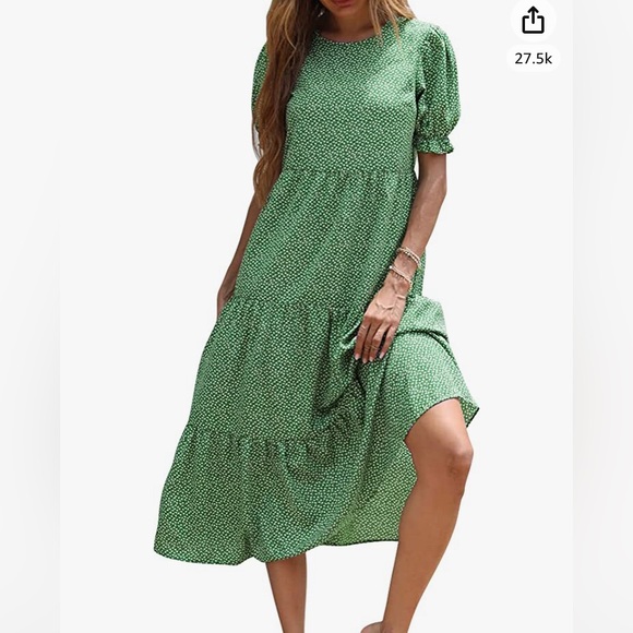 pretty garden Dresses & Skirts - Pretty Garden Green Maxi Boho Ruffle Puff Sleeve size Small